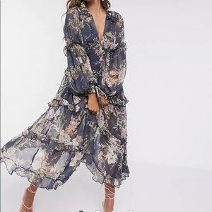 ASOS Pleated Layer Tiered Floral Dress